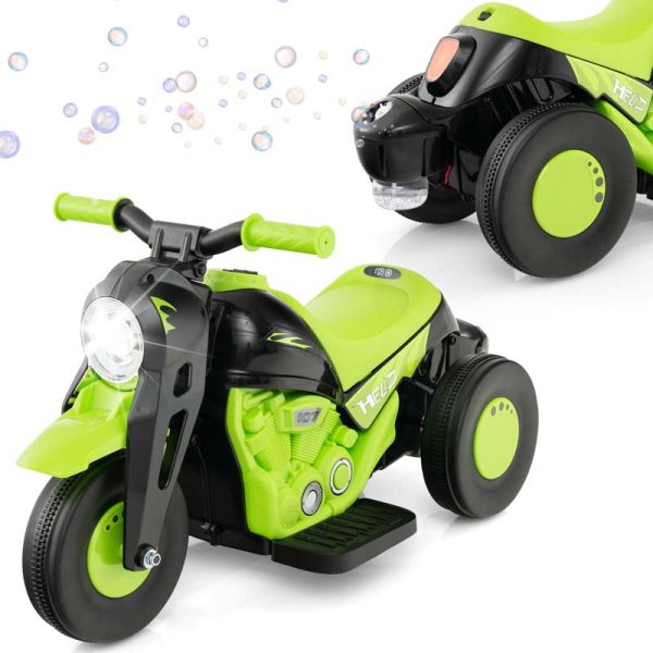 Kids Ride On Motorcycle with Bubble Maker, LED Light, Music, 6V Battery Powered 3-Wheel Electric Motorcycle for Toddler Gift