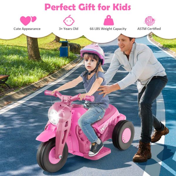 Kids Ride On Motorcycle with Bubble Maker, LED Light, Music, 6V Battery Powered 3-Wheel Electric Motorcycle for Toddler Gift