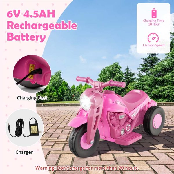 Kids Ride On Motorcycle with Bubble Maker, LED Light, Music, 6V Battery Powered 3-Wheel Electric Motorcycle for Toddler Gift