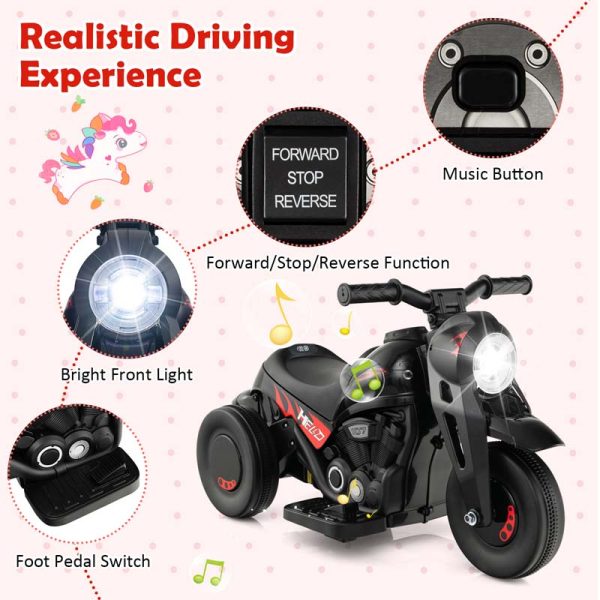 Kids Ride On Motorcycle with Bubble Maker, LED Light, Music, 6V Battery Powered 3-Wheel Electric Motorcycle for Toddler Gift