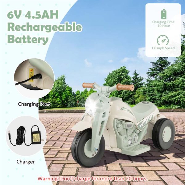 Kids Ride On Motorcycle with Bubble Maker, LED Light, Music, 6V Battery Powered 3-Wheel Electric Motorcycle for Toddler Gift