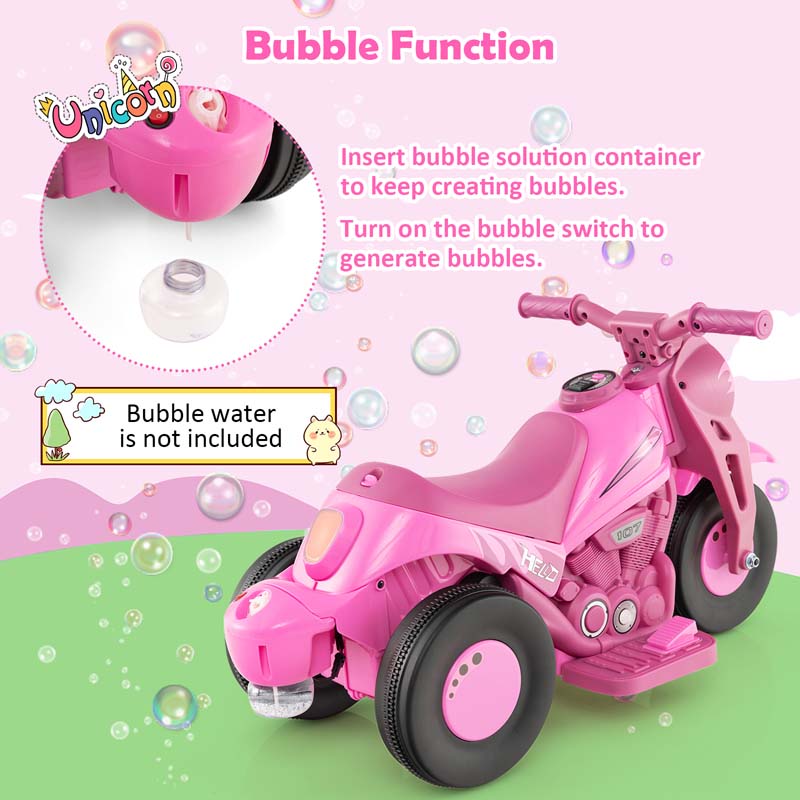 Eletriclife 6V Kids Electric Ride on Motorcycle with Bubble Maker and Music