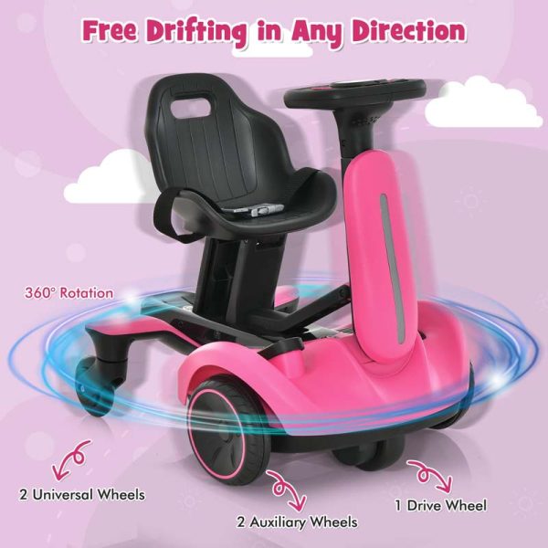 Kids Ride On Drift Car with 360?? Spin & 2 Adjustable Heights , 6V Battery Powered Electric Vehicle Toddler Ride On Car Toy Gift