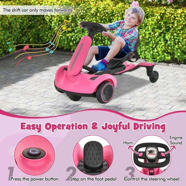 Kids Ride On Drift Car with 360?? Spin & 2 Adjustable Heights , 6V Battery Powered Electric Vehicle Toddler Ride On Car Toy Gift