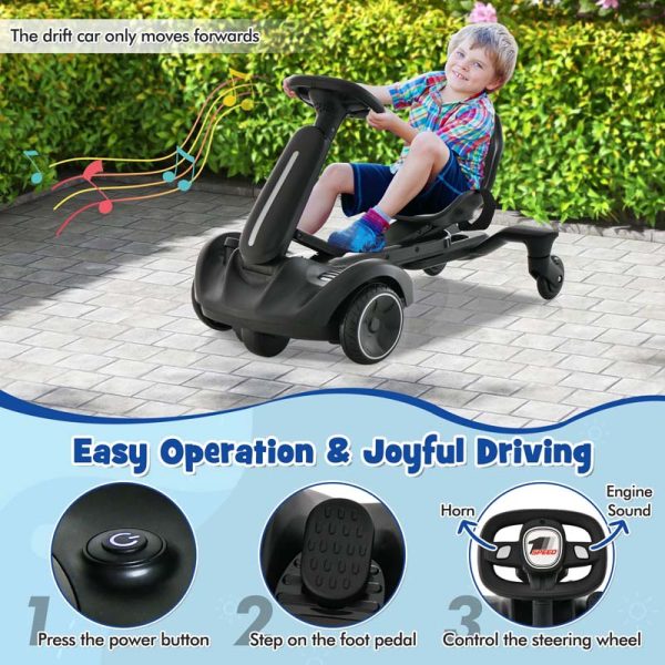 Kids Ride On Drift Car with 360?? Spin & 2 Adjustable Heights , 6V Battery Powered Electric Vehicle Toddler Ride On Car Toy Gift