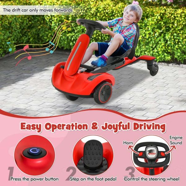 Kids Ride On Drift Car with 360?? Spin & 2 Adjustable Heights , 6V Battery Powered Electric Vehicle Toddler Ride On Car Toy Gift