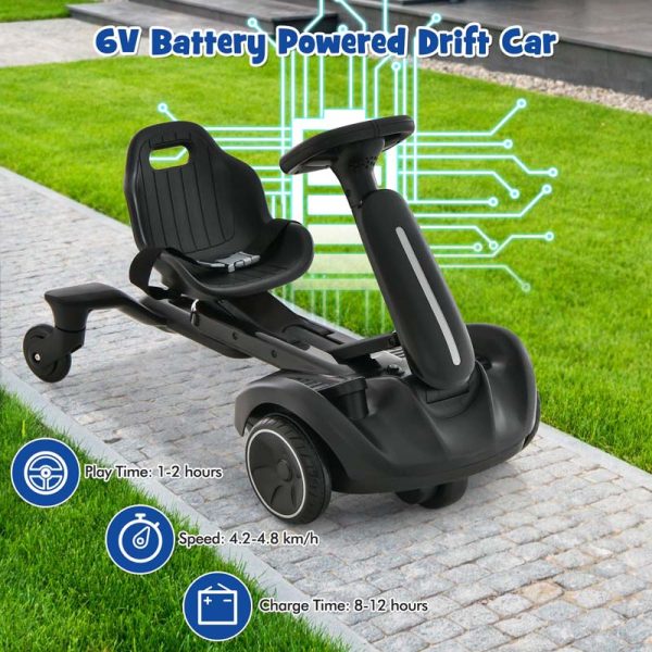 Kids Ride On Drift Car with 360?? Spin & 2 Adjustable Heights , 6V Battery Powered Electric Vehicle Toddler Ride On Car Toy Gift