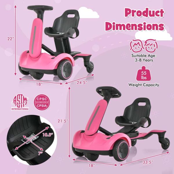 Kids Ride On Drift Car with 360?? Spin & 2 Adjustable Heights , 6V Battery Powered Electric Vehicle Toddler Ride On Car Toy Gift