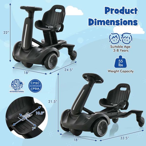 Kids Ride On Drift Car with 360?? Spin & 2 Adjustable Heights , 6V Battery Powered Electric Vehicle Toddler Ride On Car Toy Gift