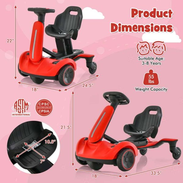 Kids Ride On Drift Car with 360?? Spin & 2 Adjustable Heights , 6V Battery Powered Electric Vehicle Toddler Ride On Car Toy Gift