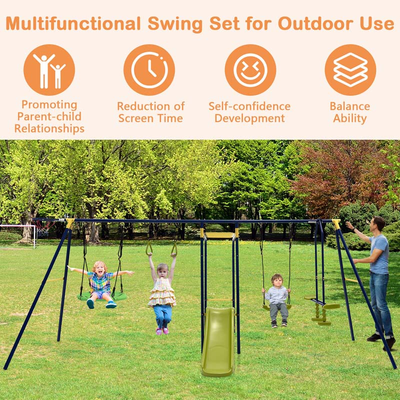 Eletriclife 7-in-1 Stable A-shaped Outdoor Swing Set