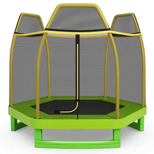 7 FT ASTM Certified Kids Trampoline Recreational Bounce Jumper with Safety Enclosure Net