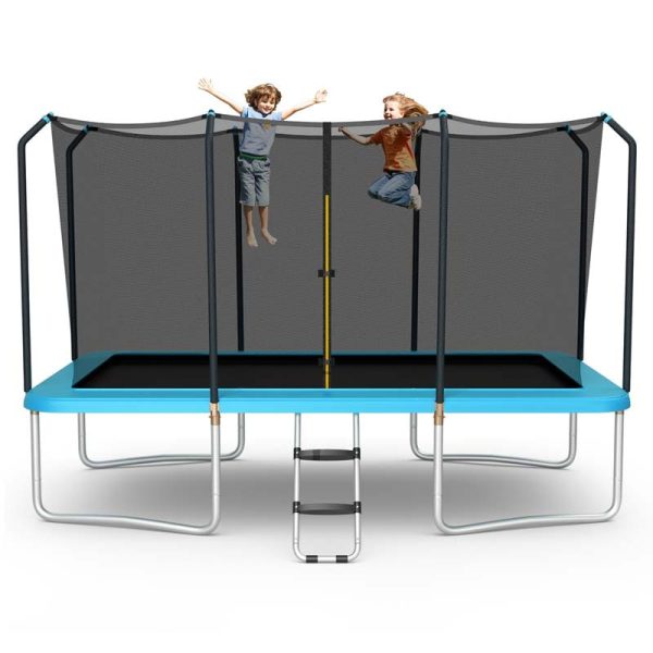 8 x 14 FT ASTM Certified Rectangular Trampoline with Safety Enclosure Net & Ladder