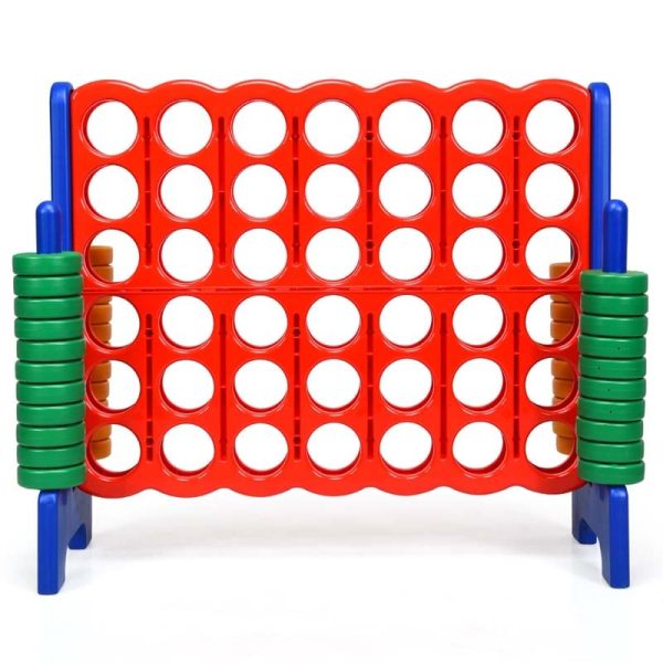 Giant 4-In-A-Row, Jumbo 4-to-Score Giant Game Set with 42 Jumbo Rings & Quick-Release Slider