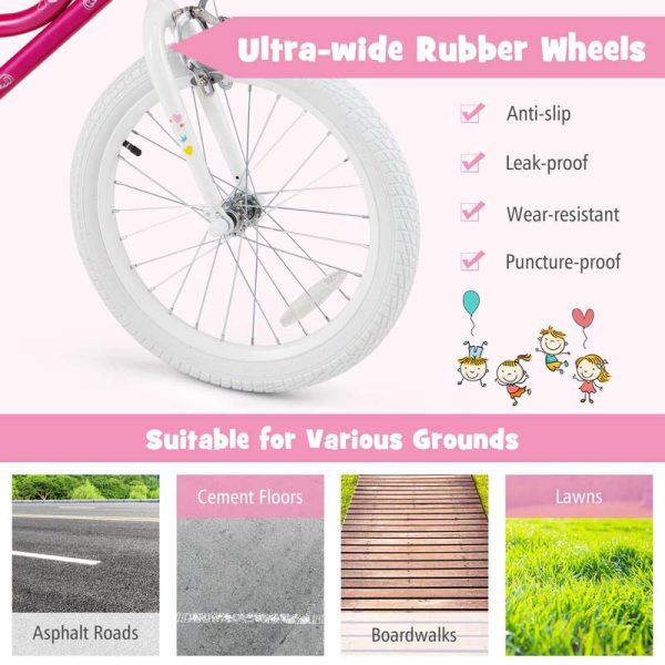 18" Kids Bike with Removable Training Wheels, Adjustable Seat, Steel Frame & Brake, Kids Bicycle for 4-9 Years Old Toddler Girls Boys