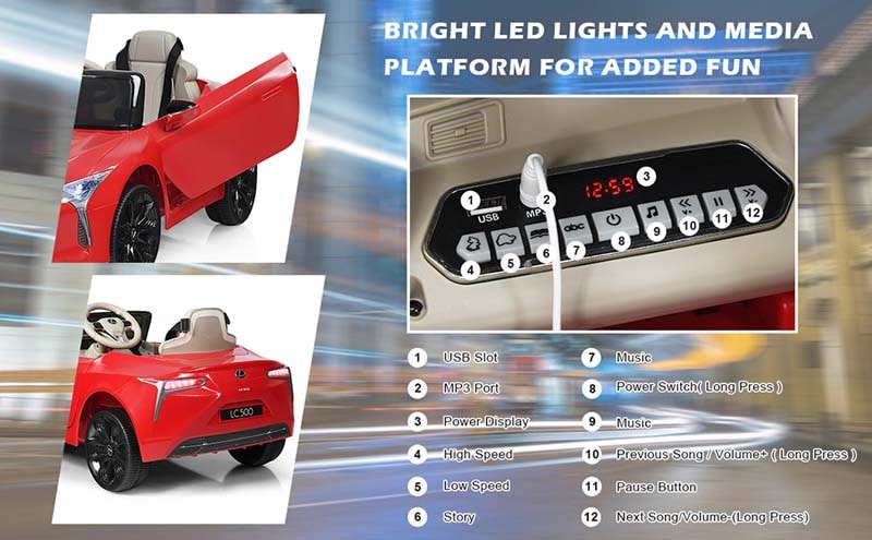 Eletriclife Lexus LC500 Licensed Kids 12V Ride On Car