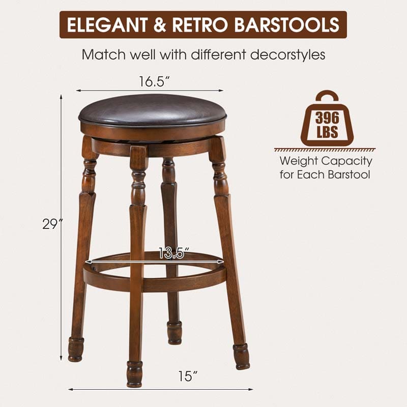 Eletriclife Set of 2 29-Inch Swivel Leather Padded Dining Bar Stools