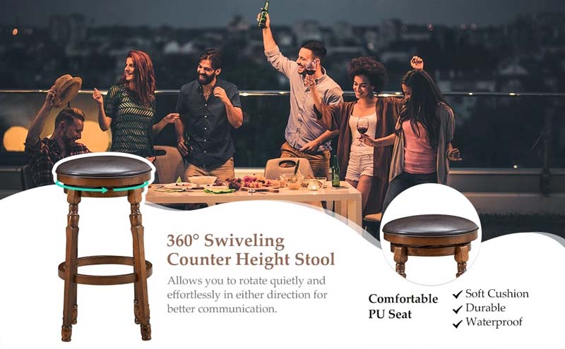 Eletriclife Set of 2 29-Inch Swivel Leather Padded Dining Bar Stools
