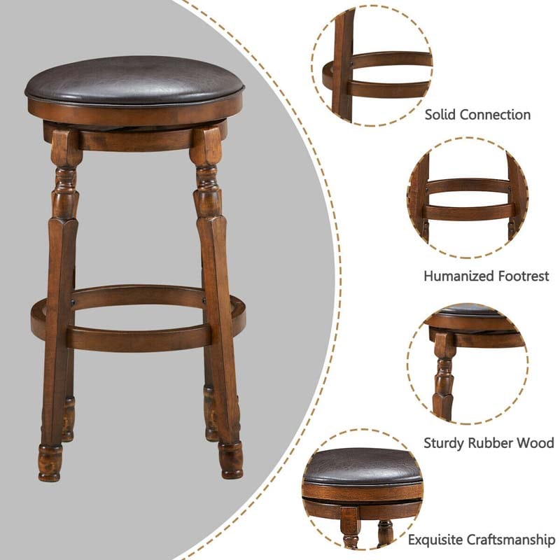 Eletriclife Set of 2 29-Inch Swivel Leather Padded Dining Bar Stools