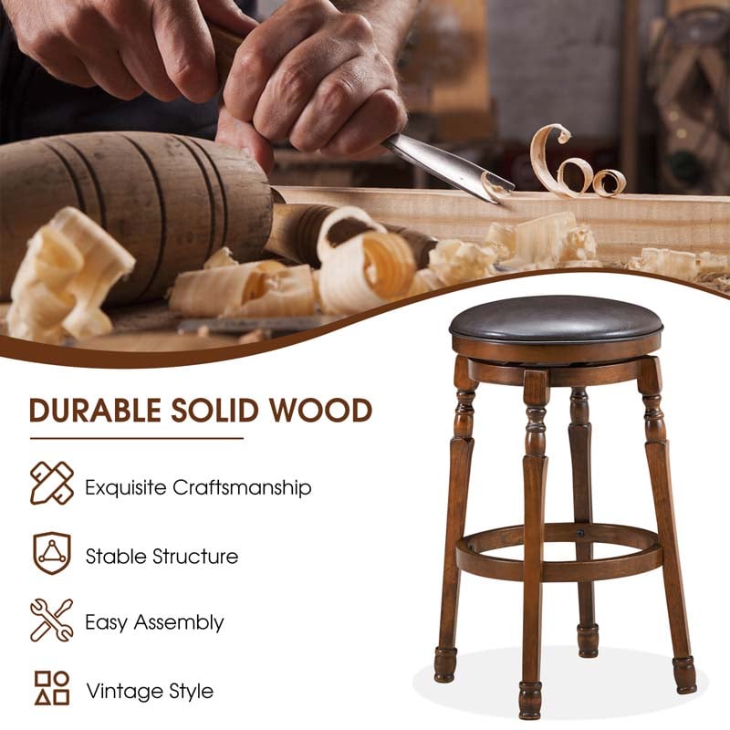 Eletriclife Set of 2 29-Inch Swivel Leather Padded Dining Bar Stools