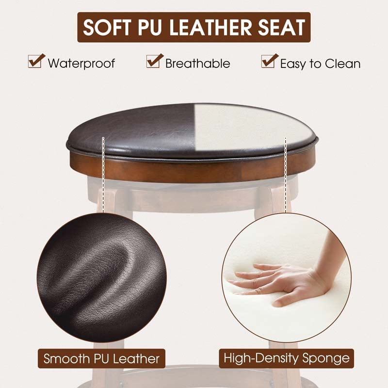 Eletriclife Set of 2 29-Inch Swivel Leather Padded Dining Bar Stools