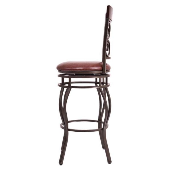 2-Pack 360 Degree Swivel Bar Stools with Back, 30" Vintage Counter Height Stools, Leather Padded Seat Bistro Pub Kitchen Dining Chairs