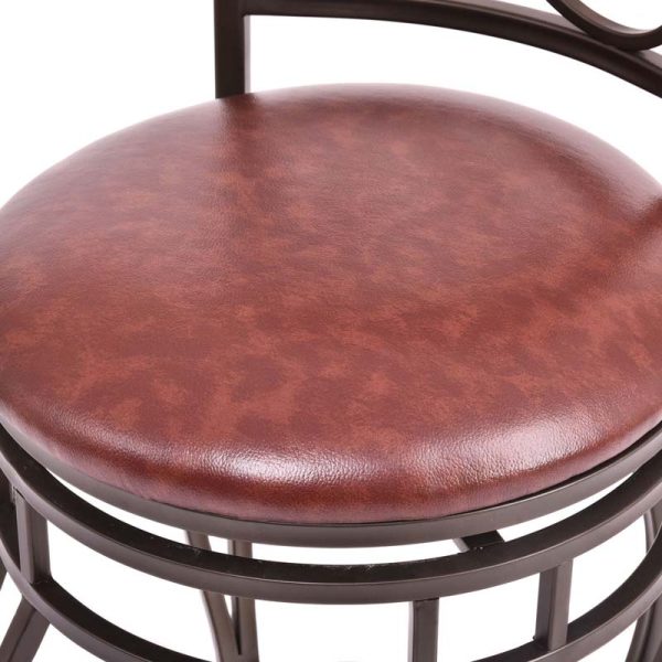 2-Pack 360 Degree Swivel Bar Stools with Back, 30" Vintage Counter Height Stools, Leather Padded Seat Bistro Pub Kitchen Dining Chairs