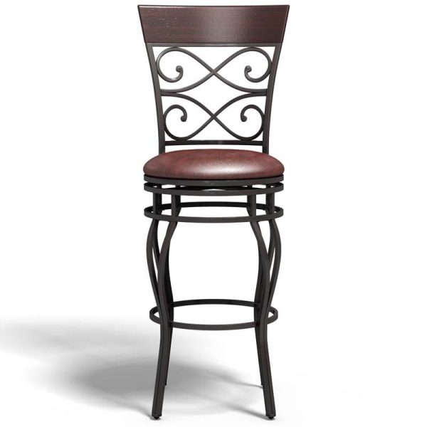 2-Pack 360 Degree Swivel Bar Stools with Back, 30" Vintage Counter Height Stools, Leather Padded Seat Bistro Pub Kitchen Dining Chairs