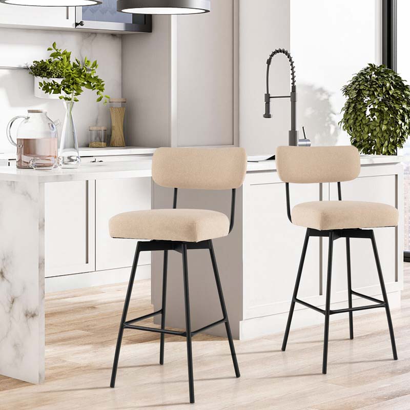 Eletriclife Set of 2 Swivel Bar Stools Bar Height Upholstered Kitchen Dining Chairs