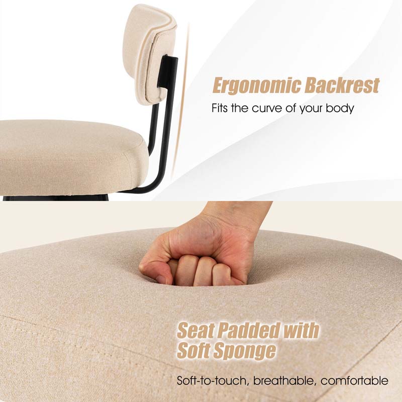 Eletriclife Set of 2 Swivel Bar Stools Bar Height Upholstered Kitchen Dining Chairs