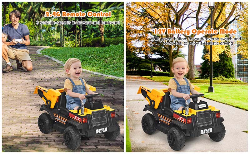 Eletriclife 12V Battery Kids Ride On Dump Truck with Electric Bucket