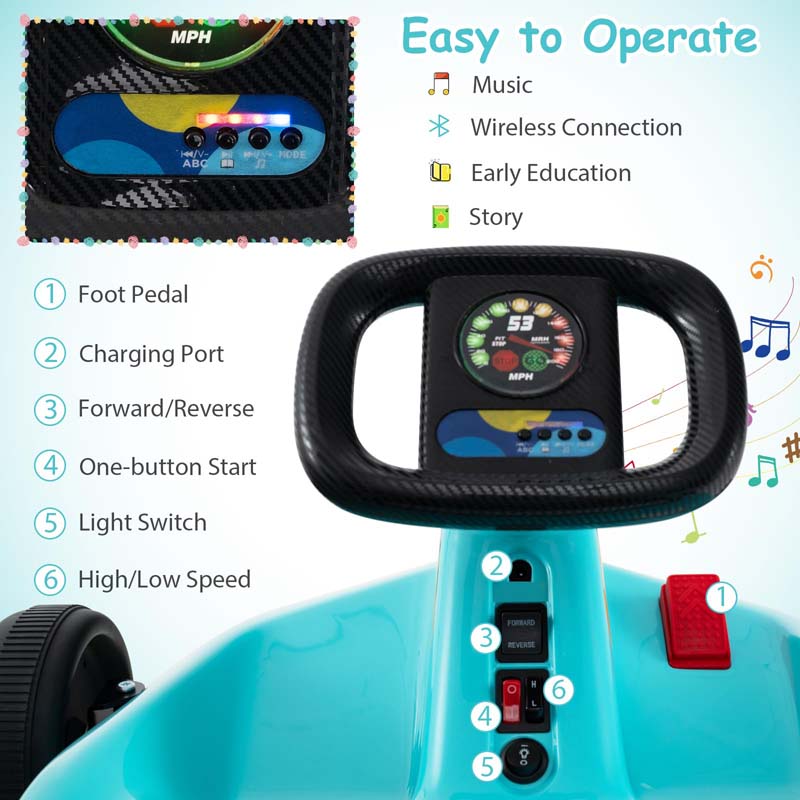 Eletriclife 12V Electric Go Kart for Kids Race Toy with Remote Control and Music