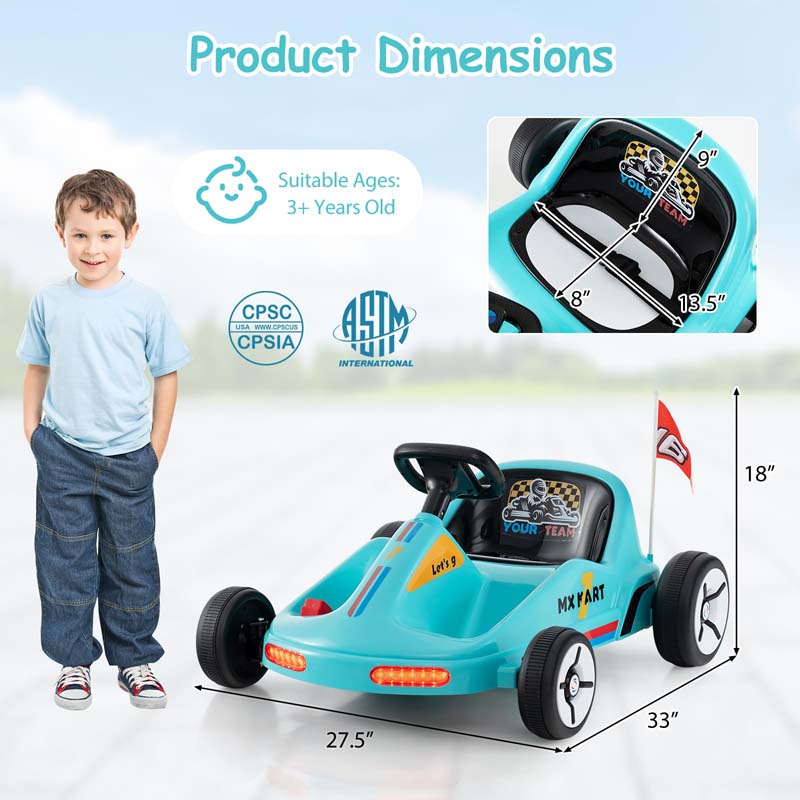 Eletriclife 12V Electric Go Kart for Kids Race Toy with Remote Control and Music