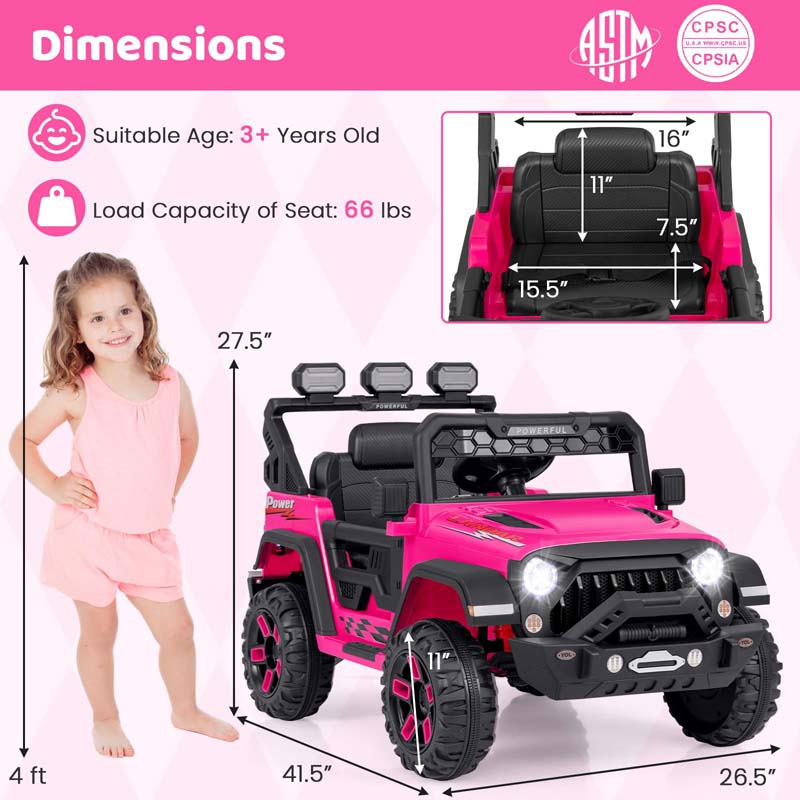 Eletriclife 12V Electric Kids Ride on Truck with Remote Control and Music