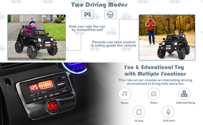 Eletriclife 12V Kids Spring Suspension Ride On Truck
