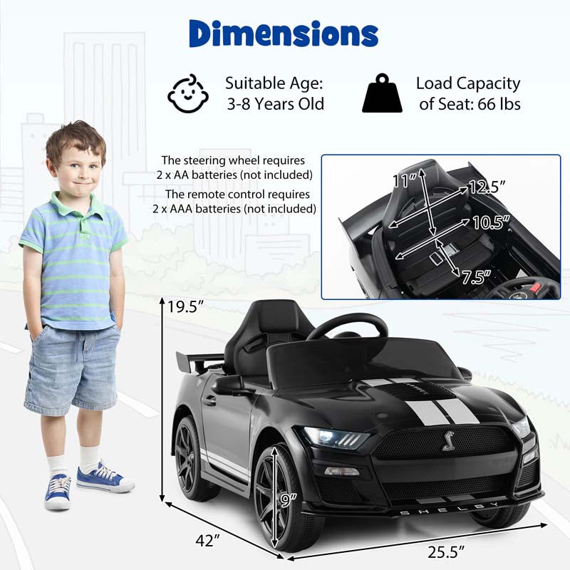 Eletriclife 12V Licensed Ford Mustang Shelby GT500 Kids Ride on Car with Remote Control