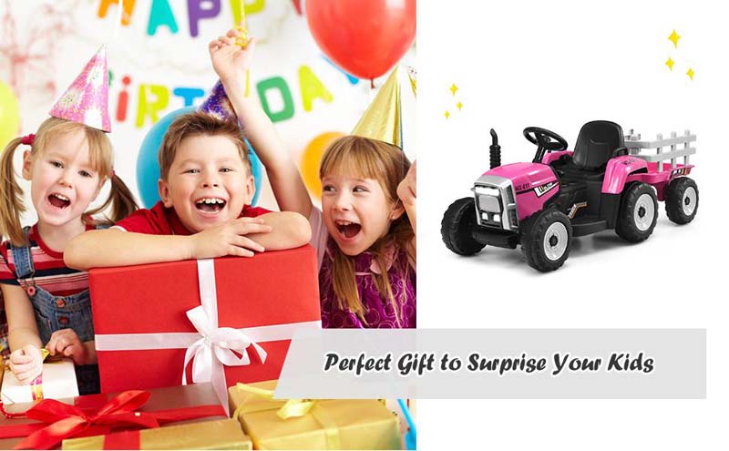 Eletriclife 12V Ride on Tractor with 3-Gear-Shift Ground Loader