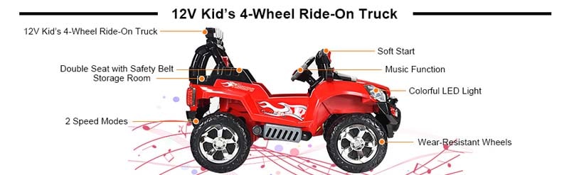 Eletriclife 12 V Kids Ride On SUV Car with Remote Control LED Lights