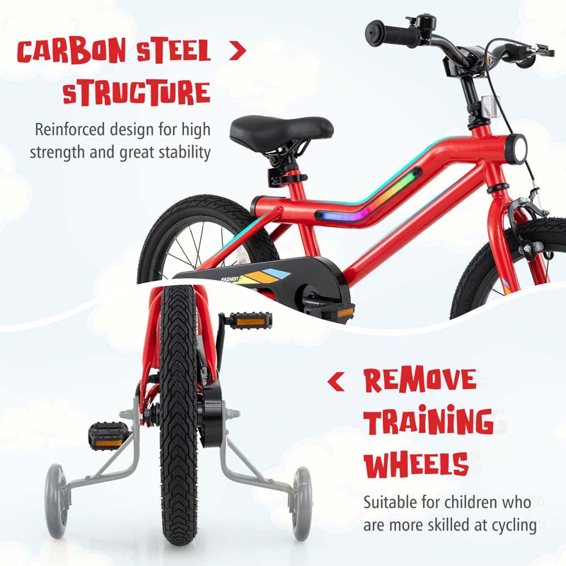 Eletriclife LED Lighted Kids Bike with Training Wheels and Headlight