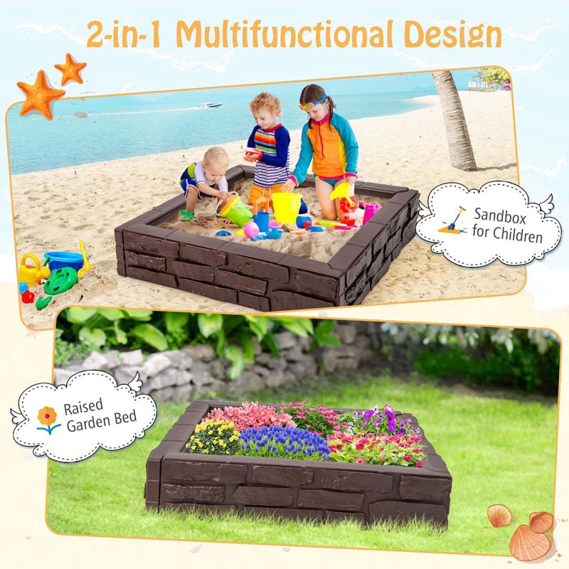 Eletriclife 2-In-1 HDPE Kids Sandbox with Cover and Bottom Liner