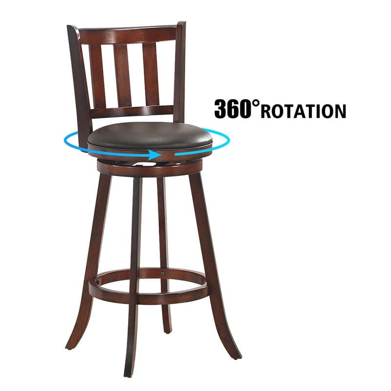 Eletriclife 2 Pack 29 inch PVC Cushioned Wood Swivel Counter Bar Stools
