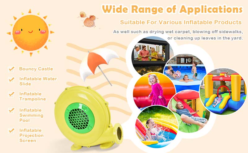 Eletriclife 480 W 0.6 HP Air Blower Pump Fan for Inflatable Bounce House