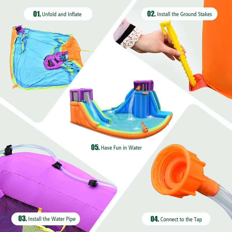 Eletriclife 6-in-1 Inflatable Dual Water Slide Bounce House Without Blower