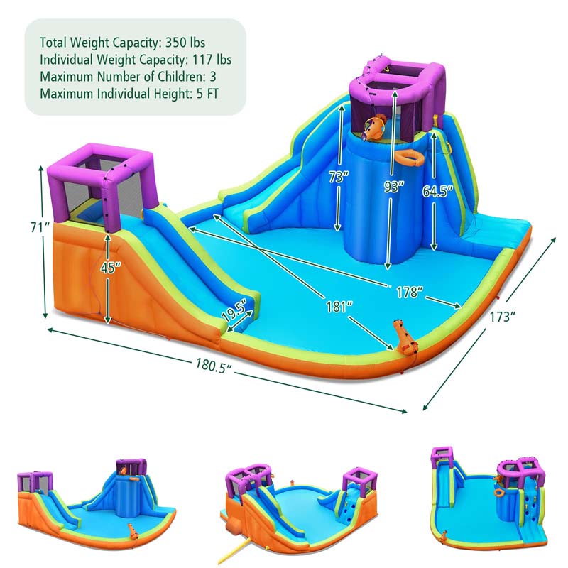 Eletriclife 6-in-1 Inflatable Dual Water Slide Bounce House Without Blower
