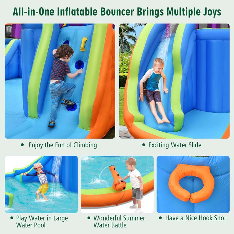 Eletriclife 6-in-1 Inflatable Dual Water Slide Bounce House Without Blower