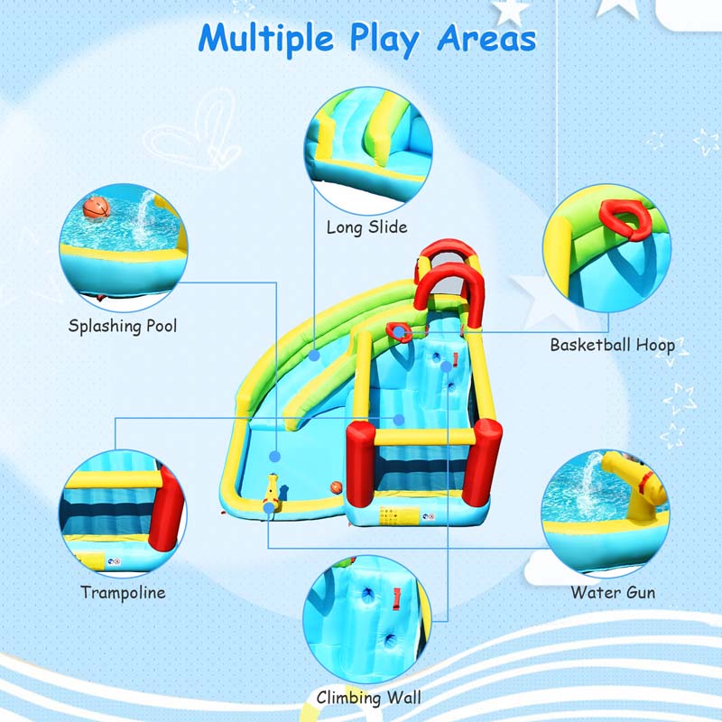 Eletriclife 6 in 1 Inflatable Bounce House with Climbing Wall and Basketball Hoop