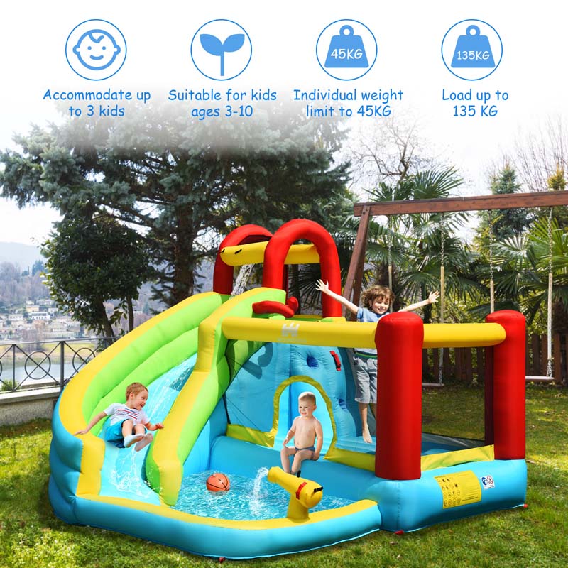 Eletriclife 6 in 1 Inflatable Bounce House with Climbing Wall and Basketball Hoop