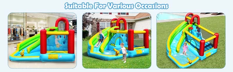 Eletriclife 6 in 1 Inflatable Bounce House with Climbing Wall and Basketball Hoop