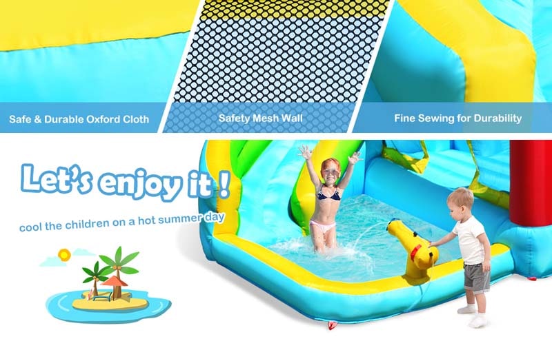 Eletriclife 6 in 1 Inflatable Bounce House with Climbing Wall and Basketball Hoop