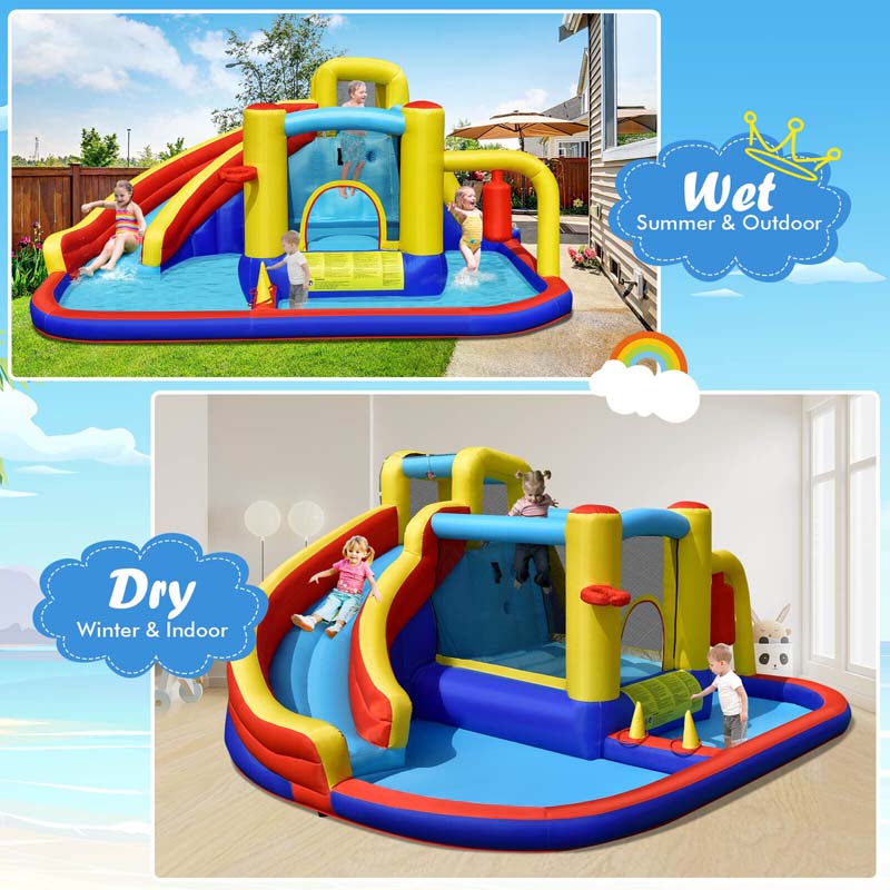 Eletriclife 7-in-1 Inflatable Water Slide Bounce Castle Without Blower